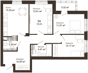 Квартира 78,4 м², 3-комнатная - изображение 1