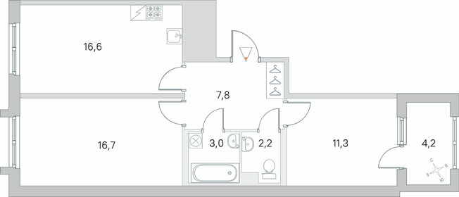 62,6 м², 2-комнатная квартира 7 980 000 ₽ - изображение 84