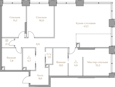 150 м², 3-комнатная квартира 130 000 000 ₽ - изображение 102