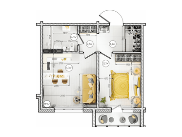 44 м², 2-комнатная квартира 5 200 000 ₽ - изображение 57