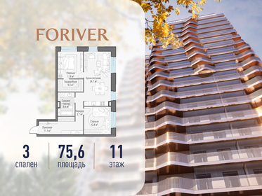 Квартира 75,6 м², 3-комнатная - изображение 1