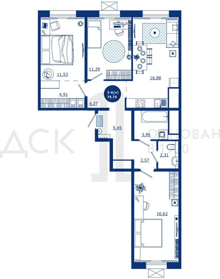 79,8 м², 3-комнатная квартира 11 250 000 ₽ - изображение 1