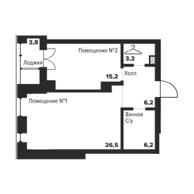 Квартира 57,3 м², 1-комнатные - изображение 1