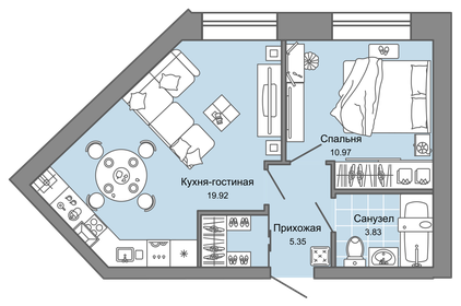 40 м², 2-комнатная квартира 4 392 700 ₽ - изображение 13