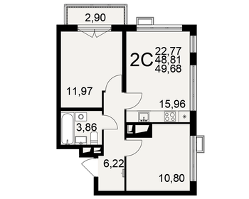 44,5 м², 2-комнатная квартира 4 700 000 ₽ - изображение 69