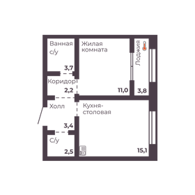 40,9 м², 1-комнатная квартира 4 900 000 ₽ - изображение 16
