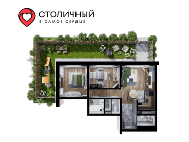 Квартира 92,4 м², 2-комнатная - изображение 2