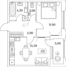 41,3 м², 1-комнатная квартира 8 626 232 ₽ - изображение 51