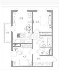 Квартира 51,7 м², 3-комнатная - изображение 1
