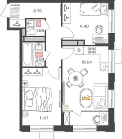 Квартира 52,9 м², 3-комнатная - изображение 1