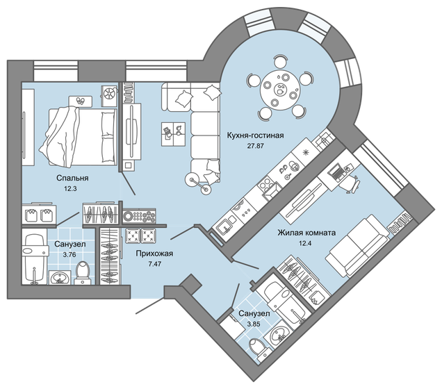 68 м², 3-комнатная квартира 7 024 600 ₽ - изображение 1