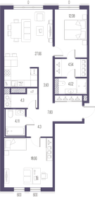 Квартира 91,4 м², 2-комнатная - изображение 1