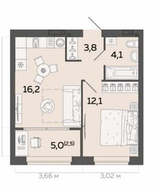 Квартира 42,5 м², 1-комнатная - изображение 1