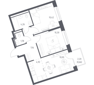 Квартира 49,5 м², 2-комнатная - изображение 1