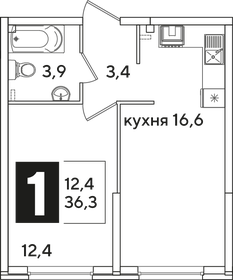 Квартира 36,3 м², 1-комнатная - изображение 2