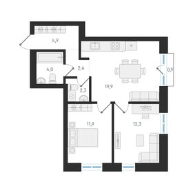 Квартира 57,7 м², 2-комнатная - изображение 1