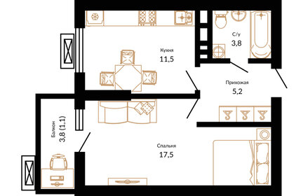 39,9 м², 1-комнатная квартира 6 101 890 ₽ - изображение 6