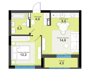 Квартира 46,2 м², 2-комнатная - изображение 1