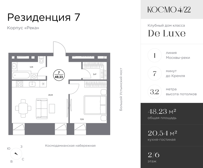 48,2 м², 1-комнатные апартаменты 75 190 568 ₽ - изображение 11