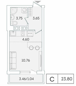 22,4 м², квартира-студия 4 225 344 ₽ - изображение 6