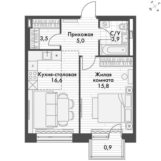 45,7 м², 2-комнатная квартира 13 987 582 ₽ - изображение 1