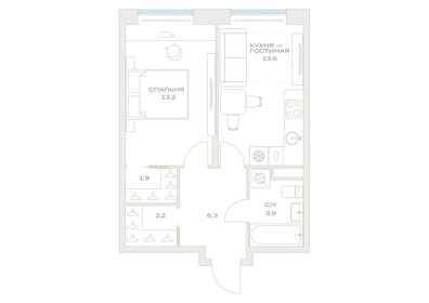 39,8 м², 1-комнатная квартира 7 853 492 ₽ - изображение 81