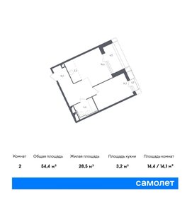 Квартира 54,2 м², 1-комнатные - изображение 1