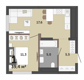 36,8 м², 1-комнатная квартира 5 520 000 ₽ - изображение 16