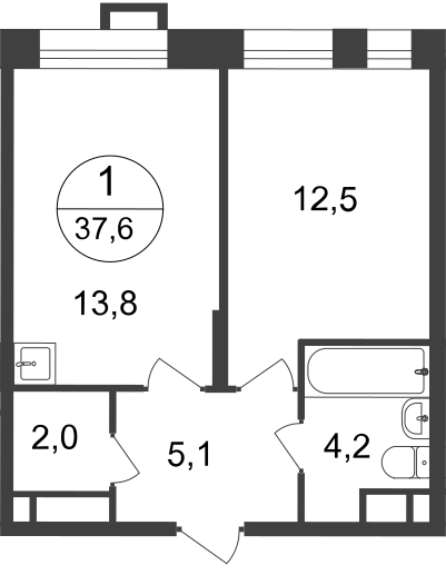 37,6 м², 1-комнатная квартира 10 743 066 ₽ - изображение 1
