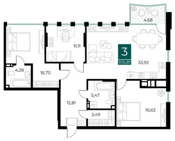 116,7 м², 3-комнатная квартира 16 803 360 ₽ - изображение 30