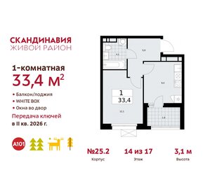 32,7 м², 1-комнатная квартира 11 350 000 ₽ - изображение 109