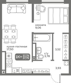 Квартира 37,8 м², 1-комнатная - изображение 1