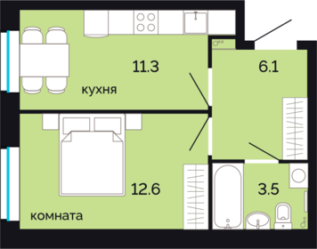 43,9 м², 1-комнатная квартира 6 250 000 ₽ - изображение 85
