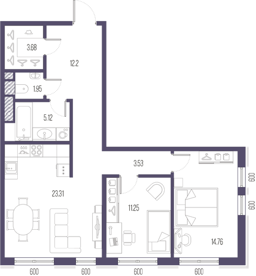 75,8 м², 2-комнатная квартира 26 530 000 ₽ - изображение 14