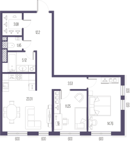 Квартира 75,8 м², 2-комнатная - изображение 1