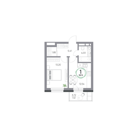 Квартира 38,2 м², 1-комнатная - изображение 1