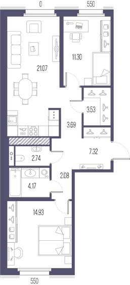 70,8 м², 2-комнатная квартира 24 967 576 ₽ - изображение 15