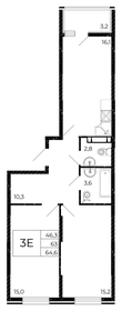 Квартира 64,6 м², 3-комнатная - изображение 1