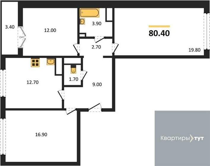 80,4 м², 3-комнатная квартира 8 424 954 ₽ - изображение 15
