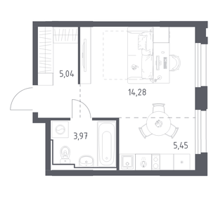 Квартира 28,7 м², студия - изображение 1