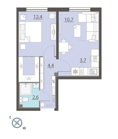 Квартира 33,8 м², 1-комнатная - изображение 1