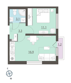 Квартира 34,8 м², 1-комнатная - изображение 1