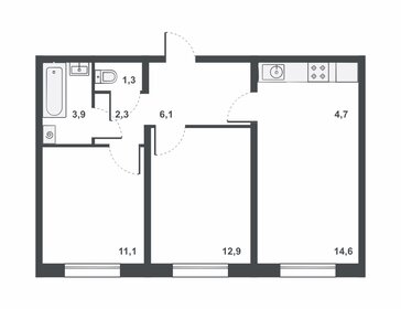 Квартира 56,9 м², 3-комнатная - изображение 2