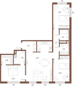 Квартира 102,3 м², 3-комнатная - изображение 1