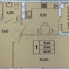 Квартира 38,8 м², 1-комнатная - изображение 3