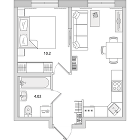 Квартира 33,7 м², 1-комнатная - изображение 1