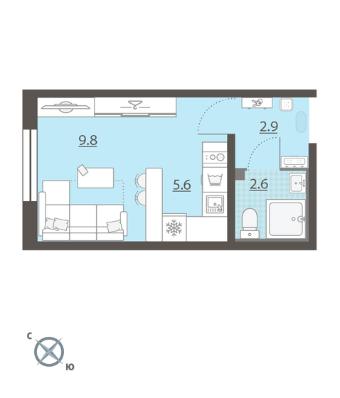 20,9 м², квартира-студия 2 716 665 ₽ - изображение 1