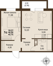 40,6 м², 2-комнатная квартира 4 322 835 ₽ - изображение 4