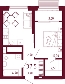 37,2 м², 1-комнатная квартира 8 555 506 ₽ - изображение 43
