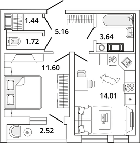 41,2 м², 2-комнатная квартира 6 500 000 ₽ - изображение 87